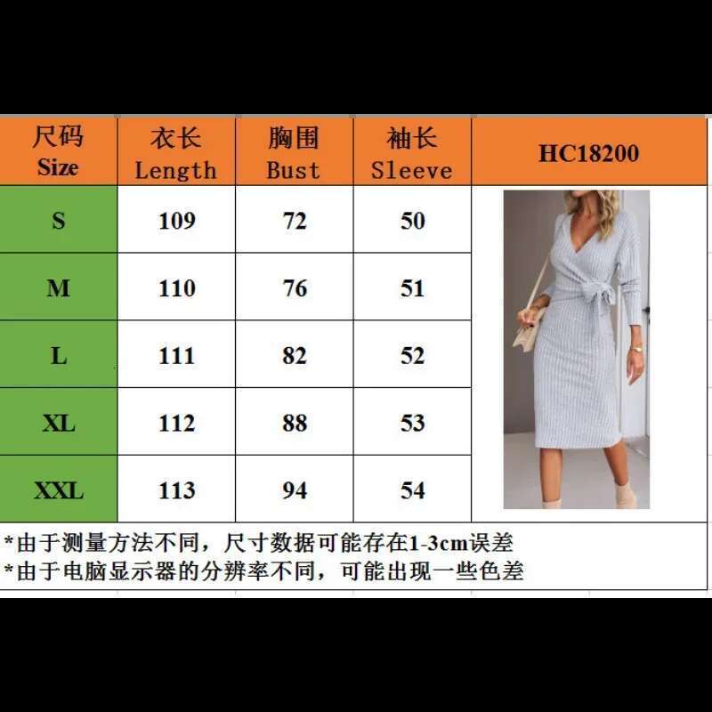 Women's Knitted Dress Long-Sleeved V-Neck Lace-Up Fashion Autumn And Winter Knee-Length Skirt