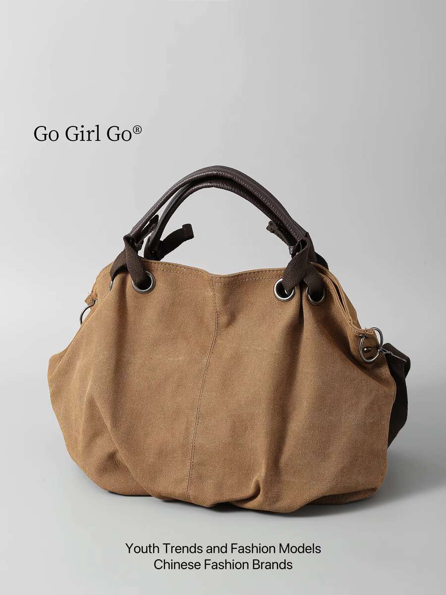 2025 New American Workwear Commuting Can Be Slung Over Canvas In Maillard Color Series Tote Bag