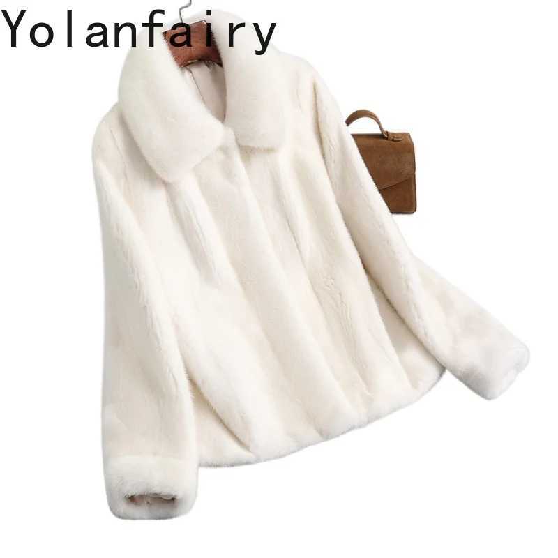 YOLANFAIRY Real Fur Coat Woman Luxury 2025 Winter Natural Whole Mink Fur Jacket Women Square Collar Short White Fur Coats Abrigo Z251115