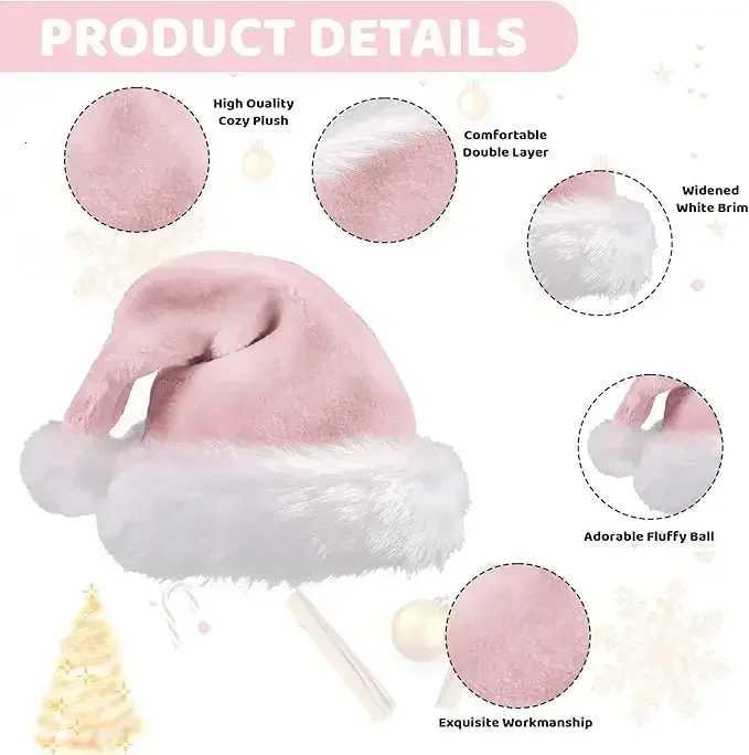 Chrismas Hat Adults Santa Hat for Men and Women Pink Green Blue Red Purple Black White Y251115