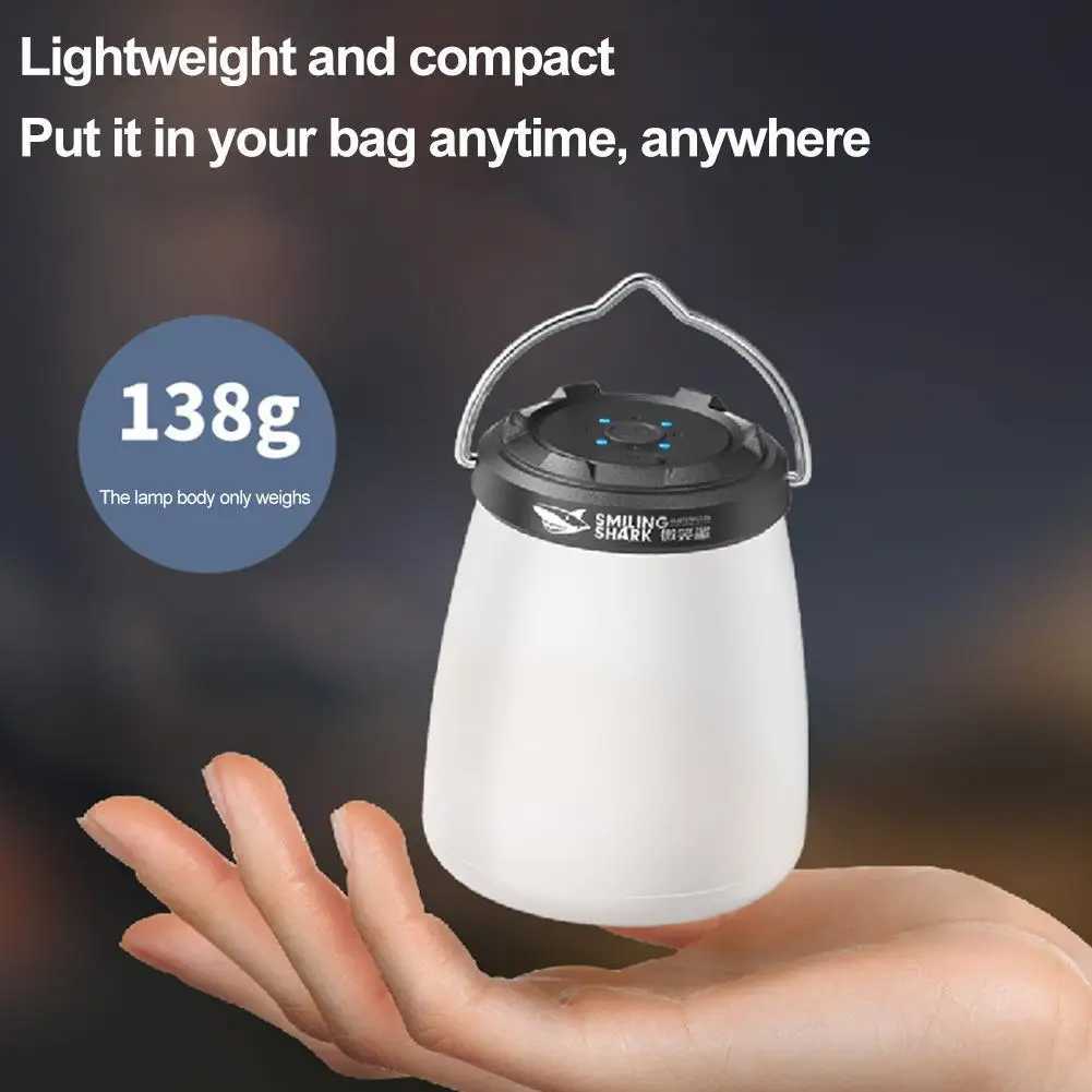 LED Camping Lantern with Power Display ABS Wide-Angle Tent Light with Built-in Hook Portable Outdoor Lighting M251115