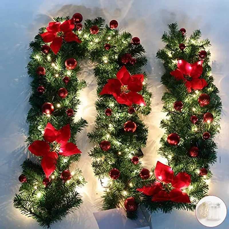 Christmas Garlands With Pinecones Red Berries Artificial Christmas Wreaths For Home Xmas Tree Stairs Door New Year DecorationM251115