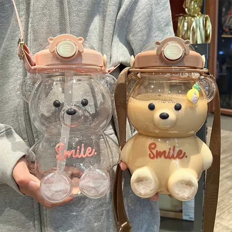 Cute Bear Cup Various Modes of 1000ml/1400ml Tumbler with Straw Kawaii Water Bottle For Girl Kid Outdoor Drinking KettleW251114