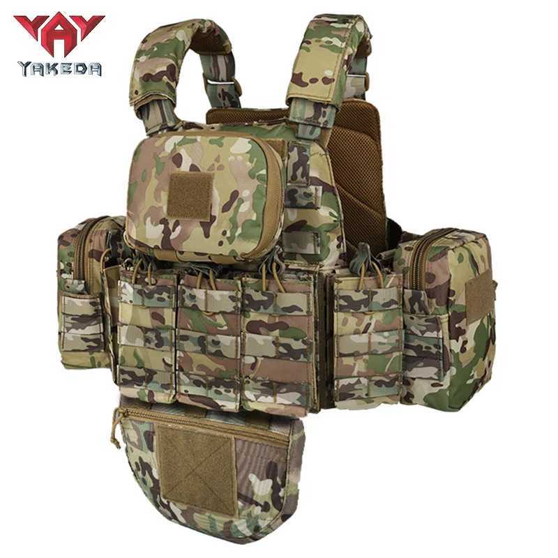 YAKEDA Tactical Plate Carrier Vest Camo Molle Magazine Pouches Hunting Full Protection Tactical Vest With Hydration Carrier Bag XJ251114