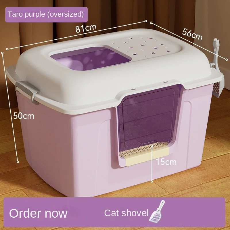 Super Large Dual Purpose Cat Litter Basin Cat Toilet Cat Supplies Open Anti Splashing Extra Large Excrement Drop- 250414