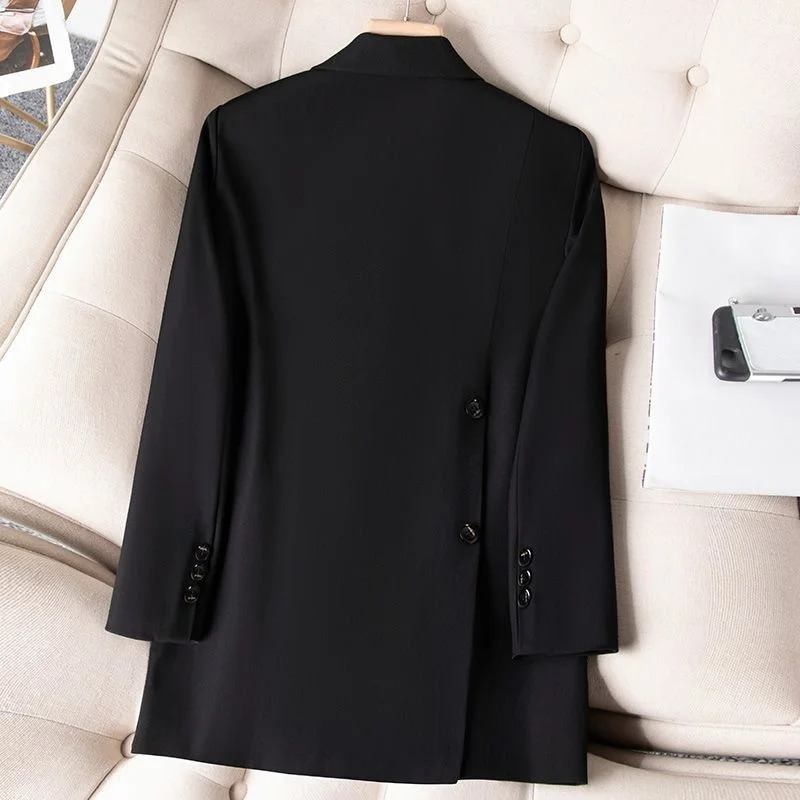 Spring and Autumn womens solid color long sleeved solid casual womens jacket fashionable split style jacket 250415