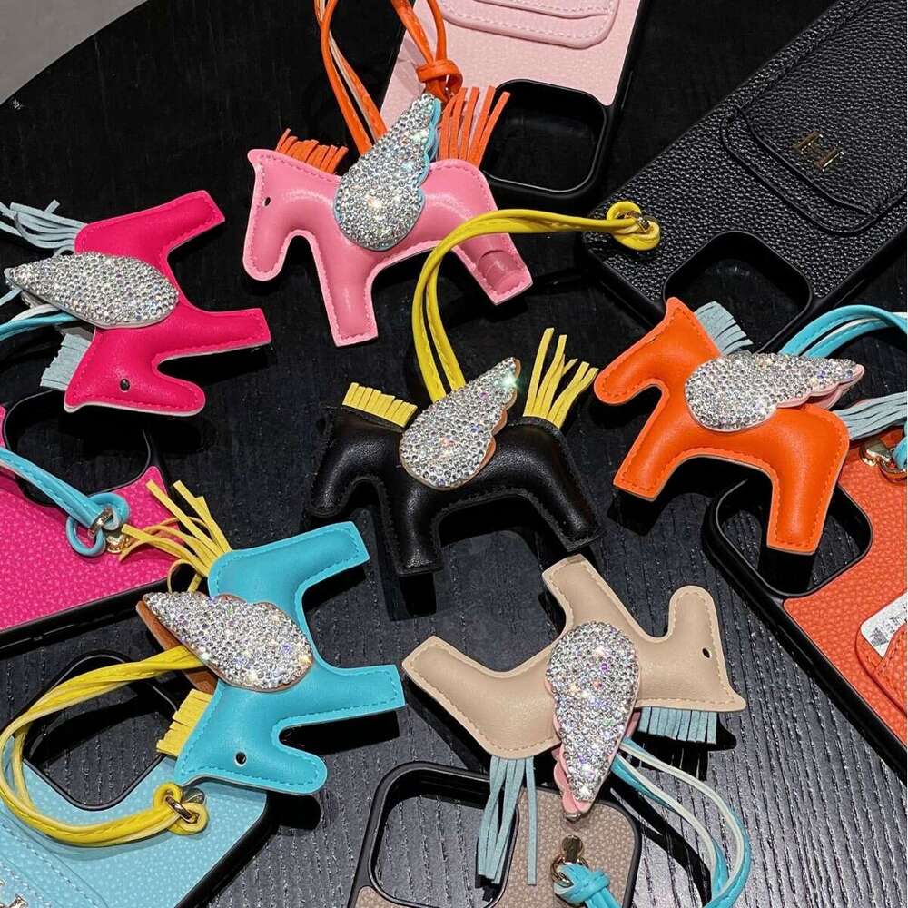 New Apple 17 Compatible with iPhone 13 Lychee Pattern Card Holder Lanyard Pony Phone Case Letter H Trendy