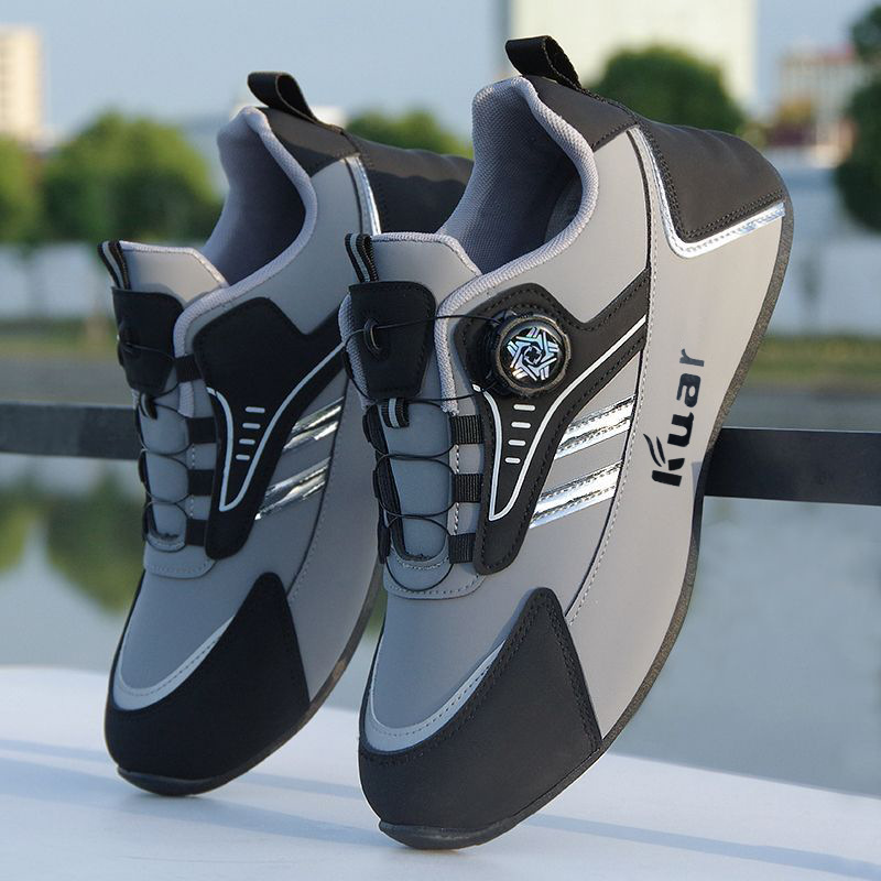 2025 New Rotating Buckle Laceless Sneakers Men's Leather Casual Versatile Outdoor Hiking Travel Shoes plus size 39-46