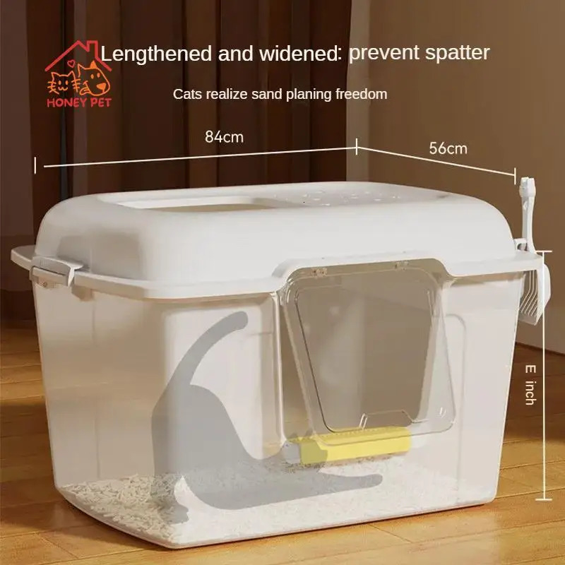 Super Large Dual Purpose Cat Litter Basin Cat Toilet Cat Supplies Open Anti Splashing Extra Large Excrement Drop- 250414