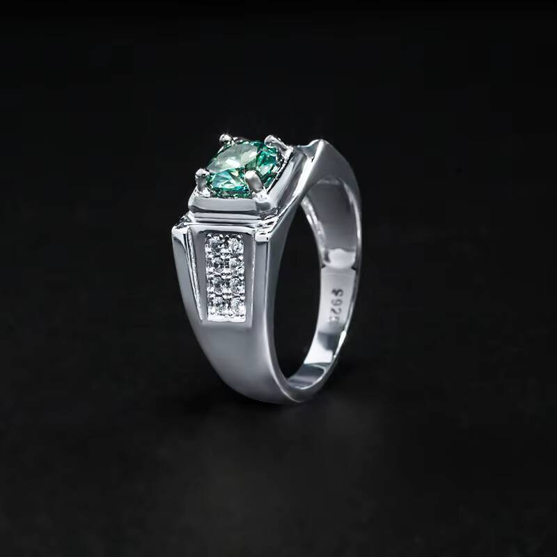 Ashabell Gemstones Rings Design Men 925 Sterling Silver 1CT Moissanite Promise Silver Wholesale Classic Square Engagement Ring
