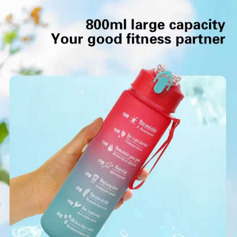 800ML Large Capacity Sports Water Bottle Leak Proof Plastic Drinking Cup With Scale Suitable For Travel Fitness LeakproofW251114