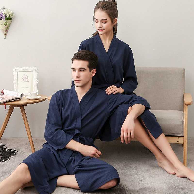 Summer Cotton Towel Bath Robe Dressing Gown Unisex Men Women Waffle Sleep Lounge Bathrobe Peignoir Nightgowns Lovers Robes Gifts C251115