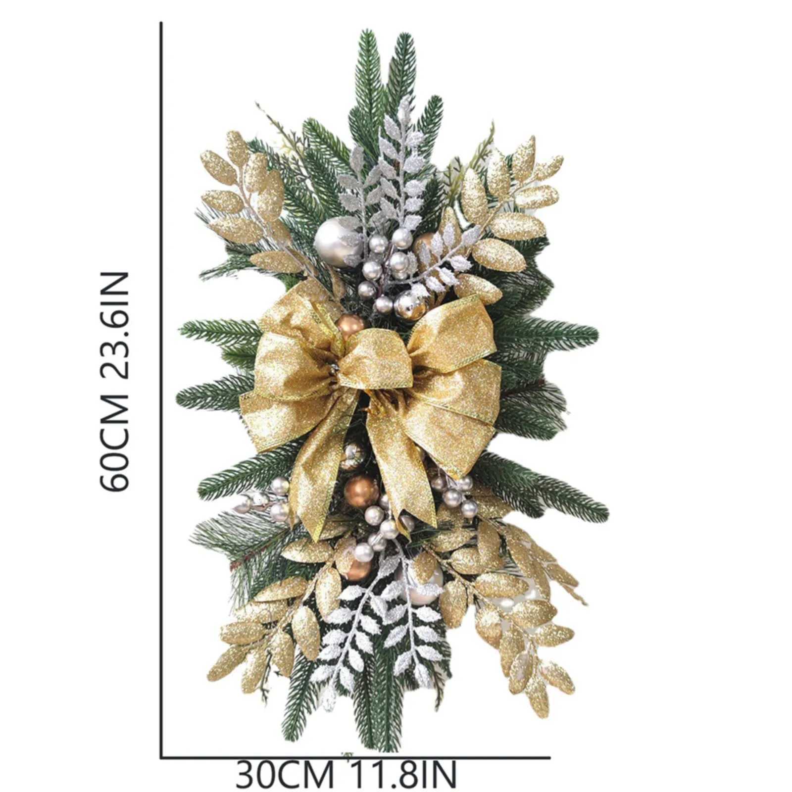 Christmas Wreath Pendants Stairway Hanging Stairs Garland Xmas Decor Window Front Door Wall Wreath for Navida Pine/Bow PendantM251115