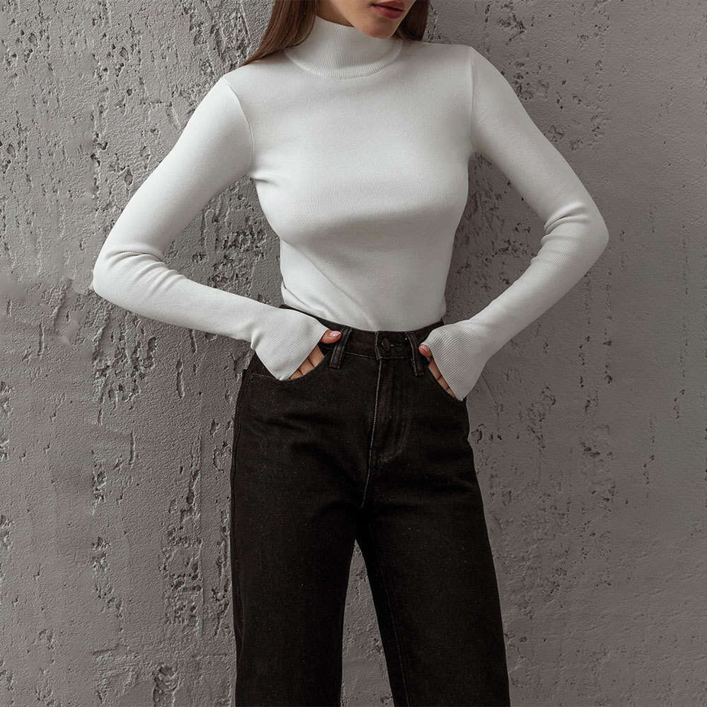 hoodie Mmwomen's Wear Half High Collar Base For Autumn Winter , Elegant Slim Fit, Warm And Long Sleeved Inner Sweater jacket