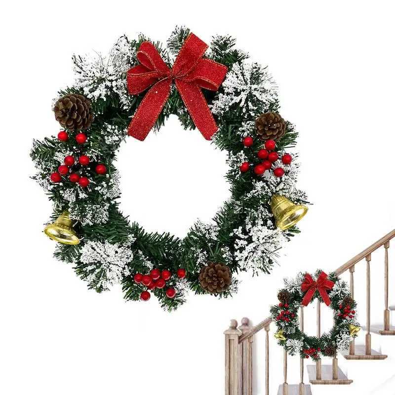 40cm Christmas Wreath Decor Artificial Hanging Xmas Wreath Pendant Home Window Door Outdoor Christmas Decoration Party SuppliesM251115