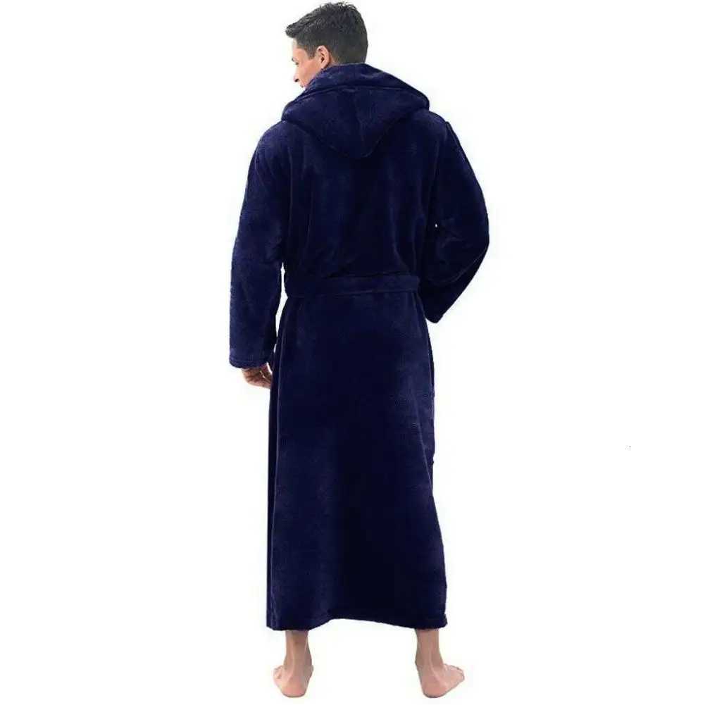 Winter Men Robes Soft Fleece Pockets Long Bath Robe Warm Male Bath Robes Coat Home Gown Sleepwear 2021 C251115