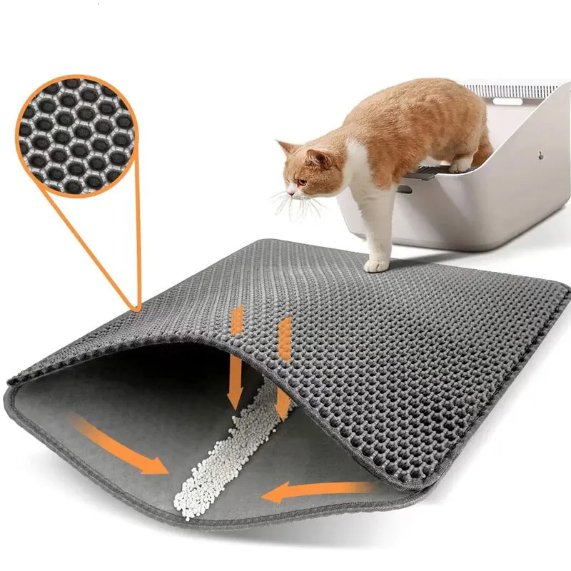 60CMX90CM Cat Litter Mat Waterproof Double Layer EVA Pet Litter Box Toilet Cat Mat Nonslip Sand Cat Washable Pet Clean Pad 250414