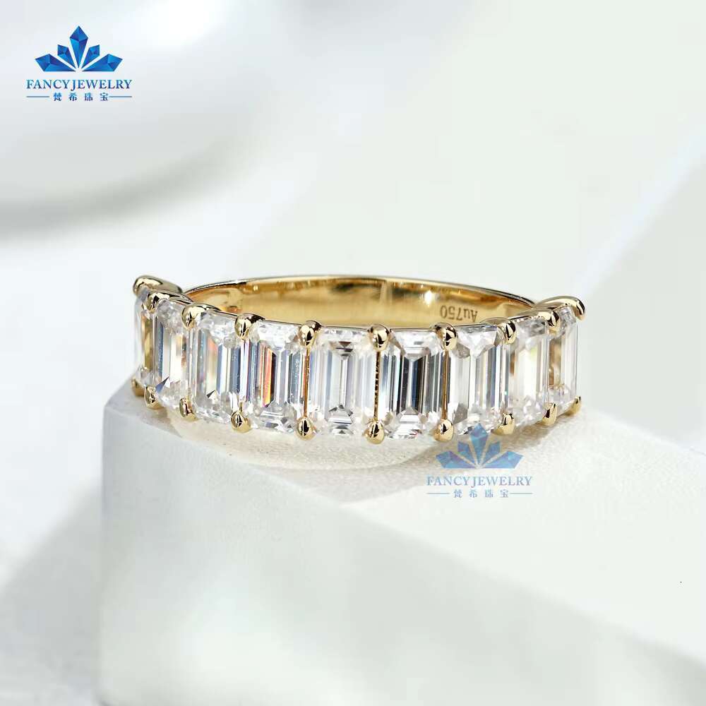 2025 NEW 18k Solid Gold Diamond Wedding Cushion Emerald Shape Ring 4ct 5ct Solitaire Diamond Ring Moissanite Jewelry Rings