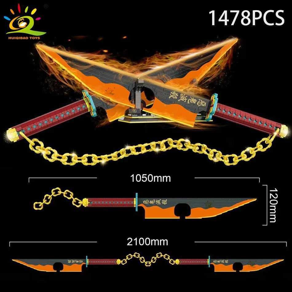 HUIQIBAO Samurai Sword Building Block Ninja Blade Katana Japanese Anime Butterfly Nichirin Knife Brick Childrens Toy Adult M250415