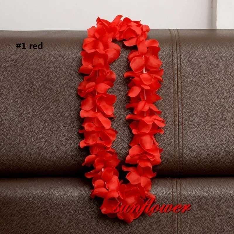 Hawaiian Flower Necklace Leis Artificial Garland Hawaii Beach Party Decoration Fancy Dress Luau Wedding Birthday CosplayM251115