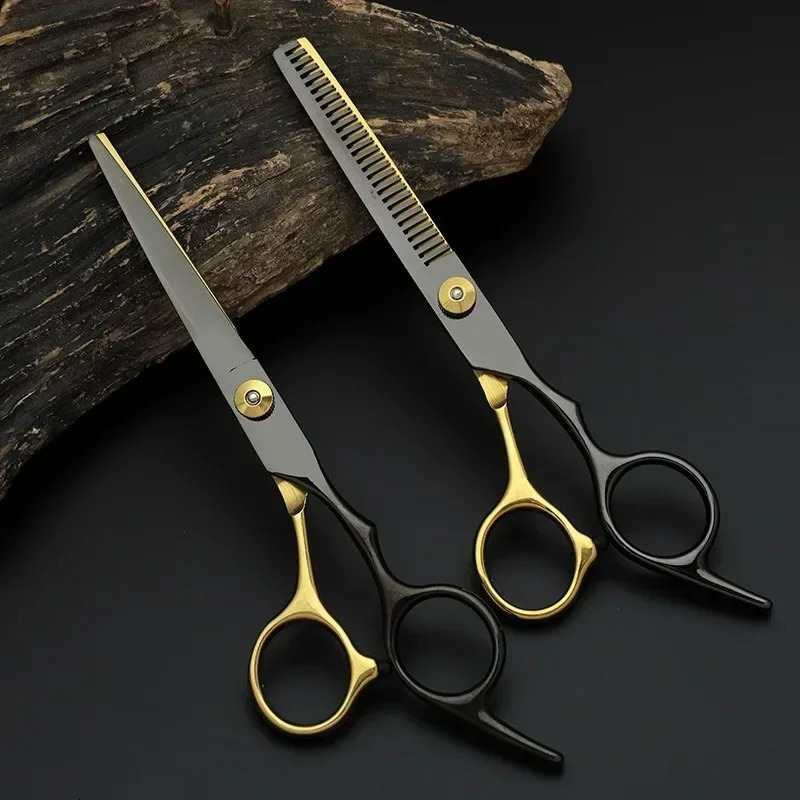 Professional Hair Cutting Scissors Home Hair Cutting BarberSalon Thinning Shears Stainless Steel Hairdressing Black Golden 250414