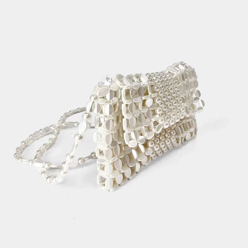 New Niche Design Gold Chain Mobile Phone Zero Wallet Women's Handmade Beaded Woven Crossbody Bag Lady Handbags
