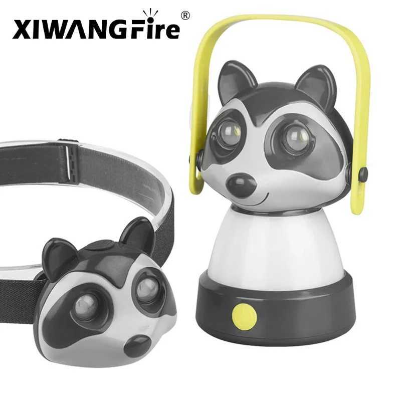 Portable LED Lantern Rechargeable Flashlight with 3 Modes Light Outdoor Waterproof Camping Hanging Headlight Set for Kids Gift M251115