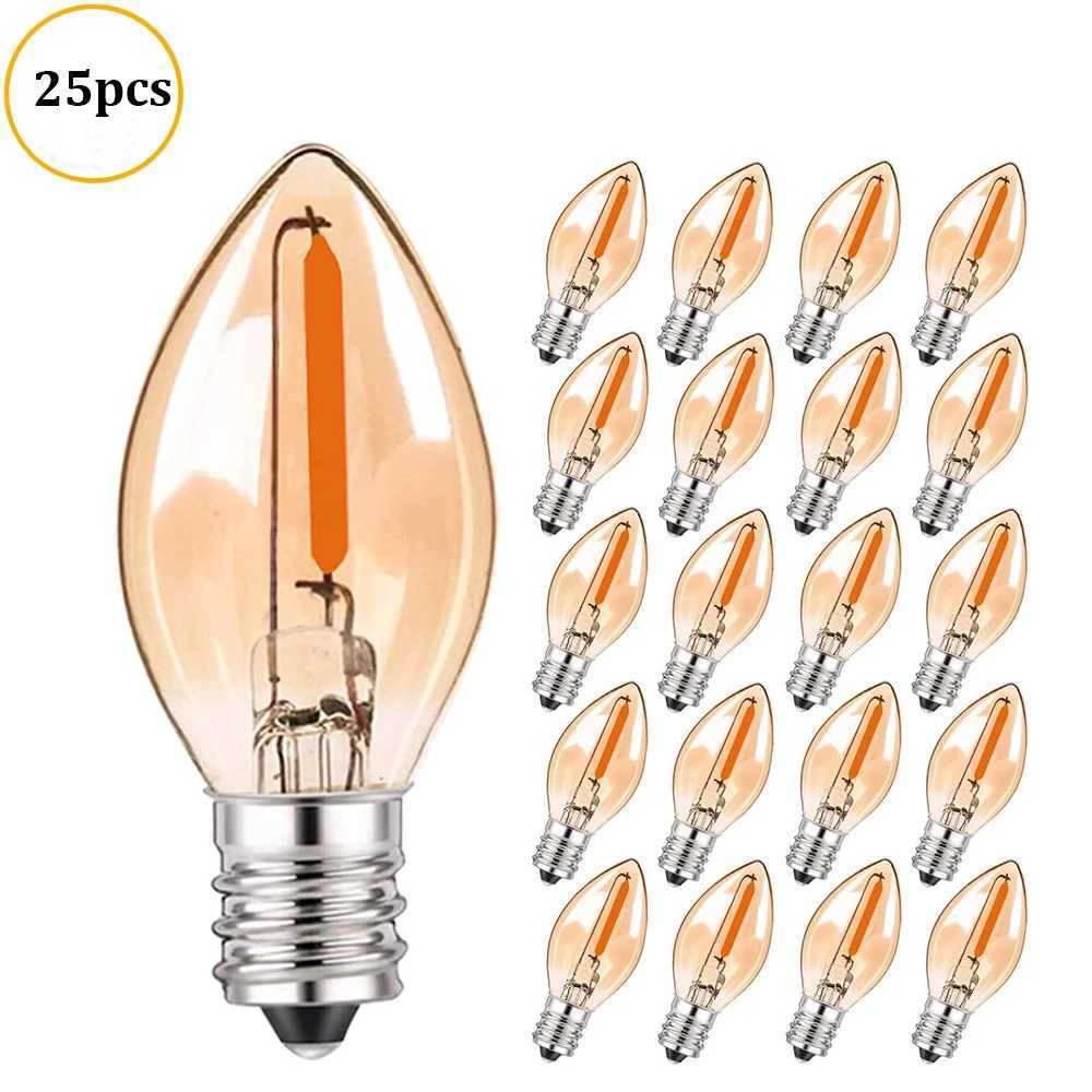 LED Night Light Bulbs C7 Chandelier E12 E14 Base Decorative Light Bulbs 05 Watts Party Small Candle mini Bulb 2200K Amber Glass C251115