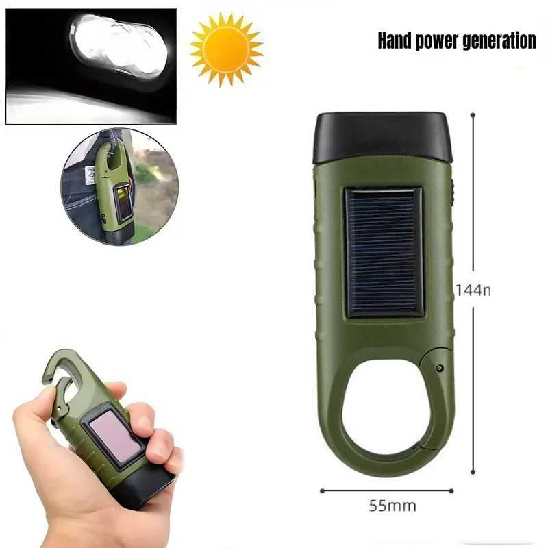 LED Flashlight Hand Crank Solar Powered Survival Gear Self Powered Torch Emergency Flashlights For Hiking Camping Running M251115