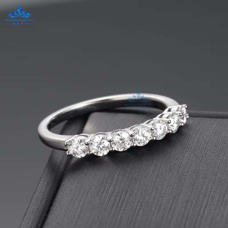 Fancy Custom New Arrival Design 0.1CT Moissanite Diamond INS Fashion 925 Silver Half Eternity Ring