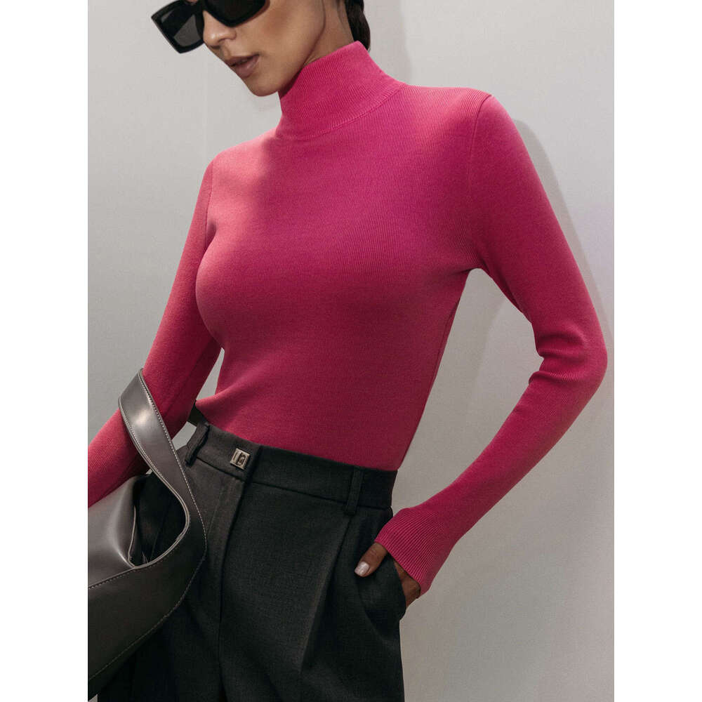 hoodie Mmwomen's Wear Half High Collar Base For Autumn Winter , Elegant Slim Fit, Warm And Long Sleeved Inner Sweater jacket