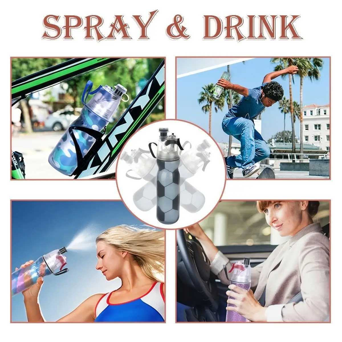 Spray Water Bottle Drinking Bottle Sports Bottle Cycling Bottle 590ml Gym Cycling-Specific Triple-Layer Insulation DesignW251114