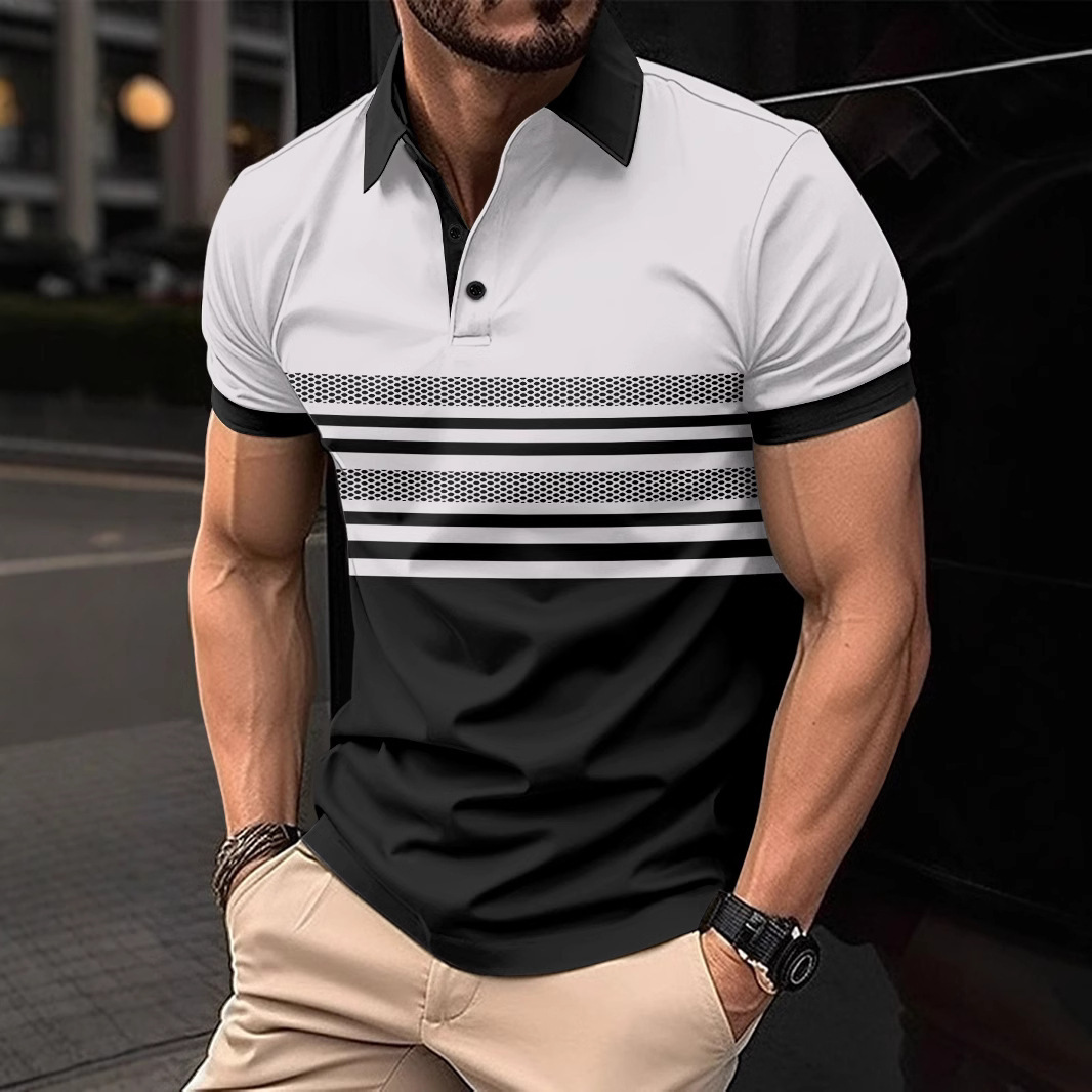 Quick sale fashion mens 3D printed polo shirt casual breathable mens sports polo top