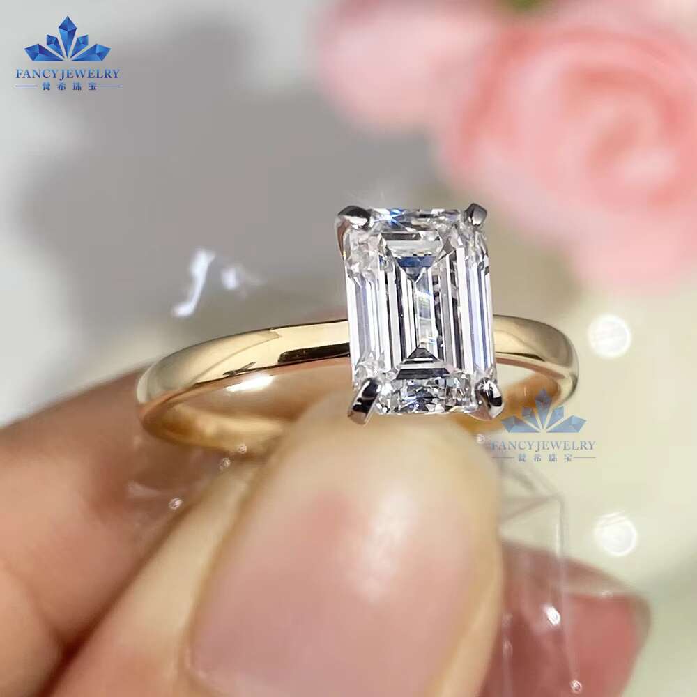 Hot Sale Customized 2ct D/VS1 Emerald Cut Diamond Engagement Ring IGI Certified S925 10k 14k 18k Gold Fine Classic Jewelry for
