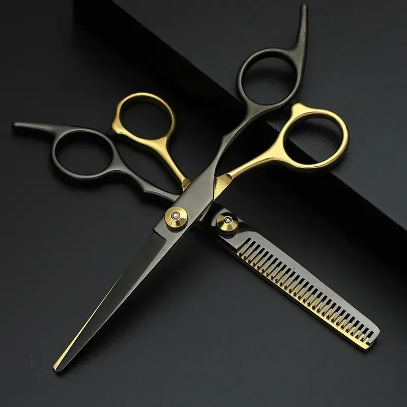 Professional Hair Cutting Scissors Home Hair Cutting BarberSalon Thinning Shears Stainless Steel Hairdressing Black Golden 250414