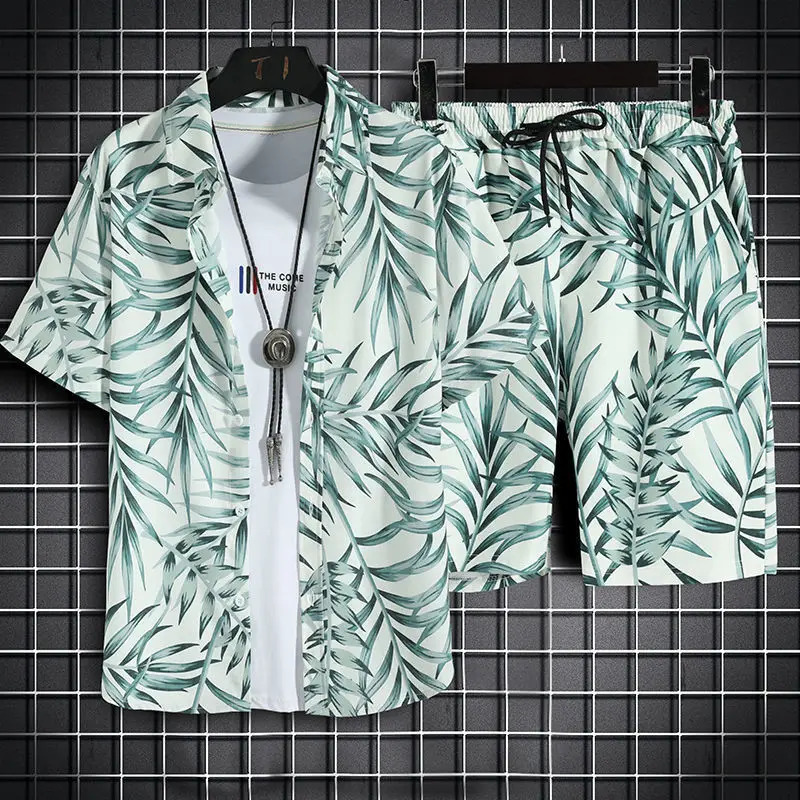 Beach Clothes For Men 2 Piece Set Quick Dry Hawaiian Shirt and Shorts Set Men Fashion Clothing Printing Casual Outfits Summer 250415