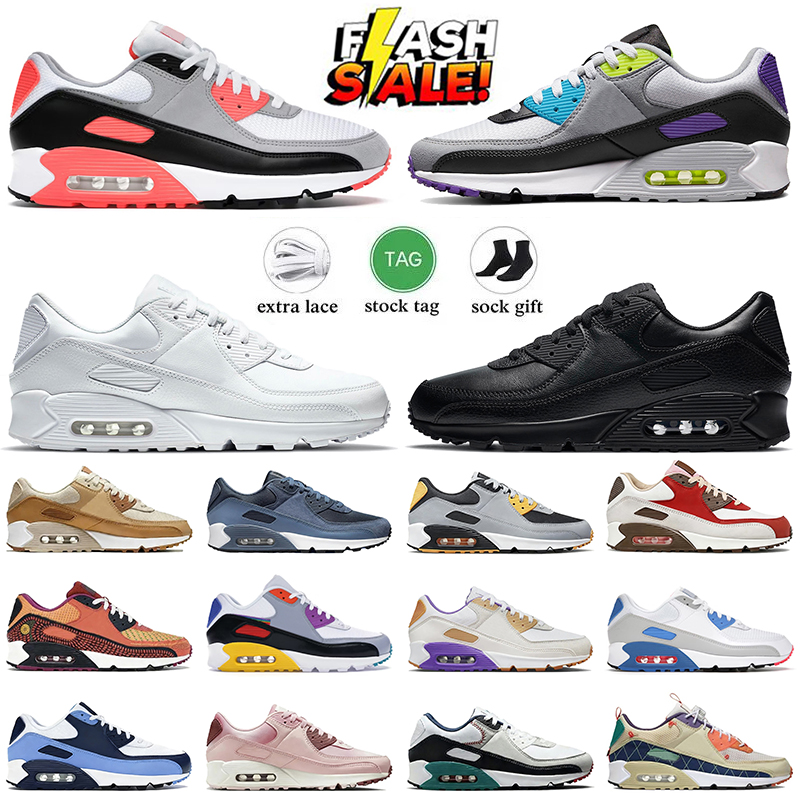 Top Quality 90 Sneakers Running Shoes AirsMx 90s Infrared Laser Blue Volt Purple Patta Waves Vintage Green Wolf Grey Mens Womens Designer Platform Trainers Dhgate