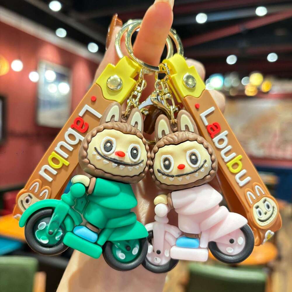 Cartoon Labubu Keychain Plush Doll 3D Keychain Backpack Charm Student Keyring