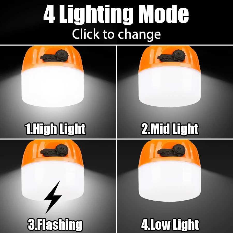 Portable Mini Camping Lamp 4 Lighting Mode with Hook USB Rechargeable Waterproof Tent Light Outdoor Camping Emergency Lantern M251115