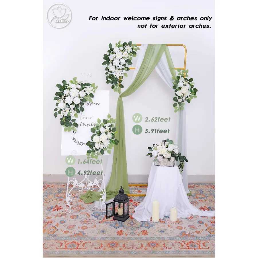 Pack of 2 Wedding Arch Artificial Flowers for Banquet Party Reception Entrance Welcome Sign and Background Decoration Elegant WM251115