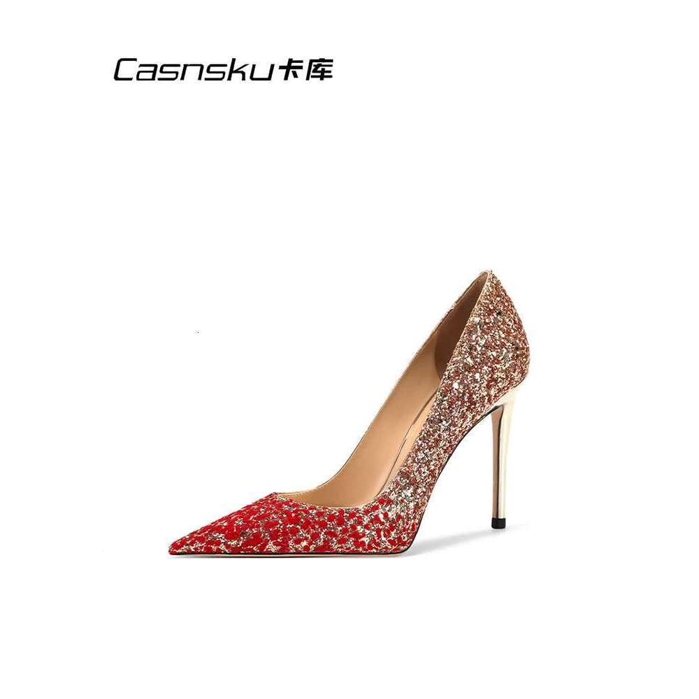 women's shoes 2024 Women High Heels Pointed Toe Sequins Glitter Designer Pumps Wedding Bridal Valentine Ladies Shoes 10cm