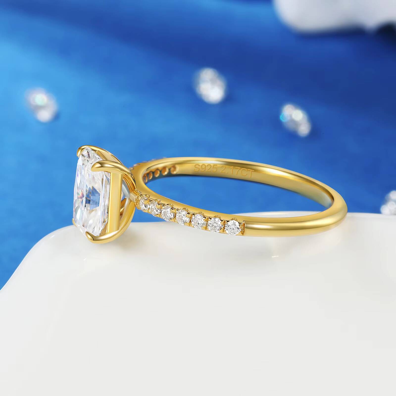 GRA Certified Moissanite Rings 925 Sterling Silver 15ct 2ct Radiant Cut Moissanite Diamond Engagement Promise Ring for Women