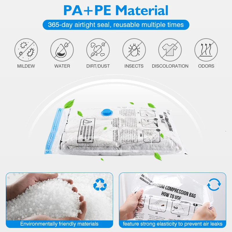 Vacuum Storage Bags 8-18Pc Space Saver Bag Travel Rechargable Air Pump Various Seal Bag Pump for Compress Clothe Blanket Luggage 250407