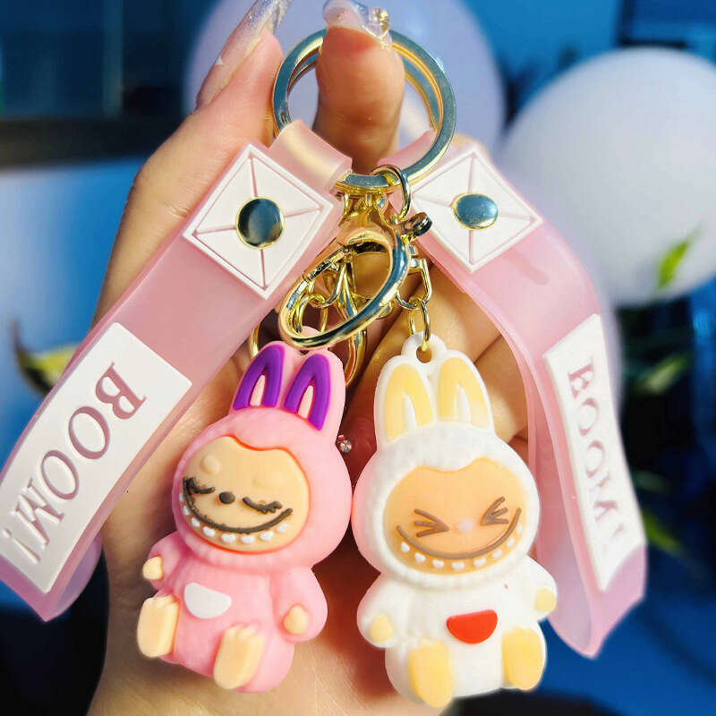 Cute Sheep Insect Pattern Keychain for Lovers - Silicone Cartoon Style