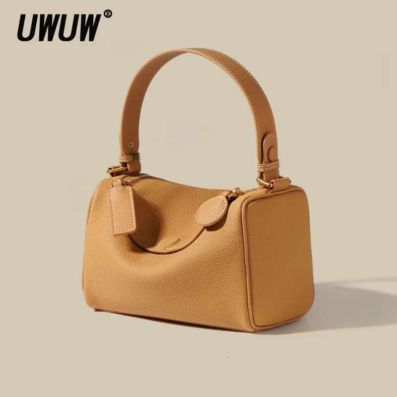 UWUW 2025 New Genuine Leather Single Shoulder Crossbody Bag Solid Color Button Zipper Versatile High-Capacity Bags