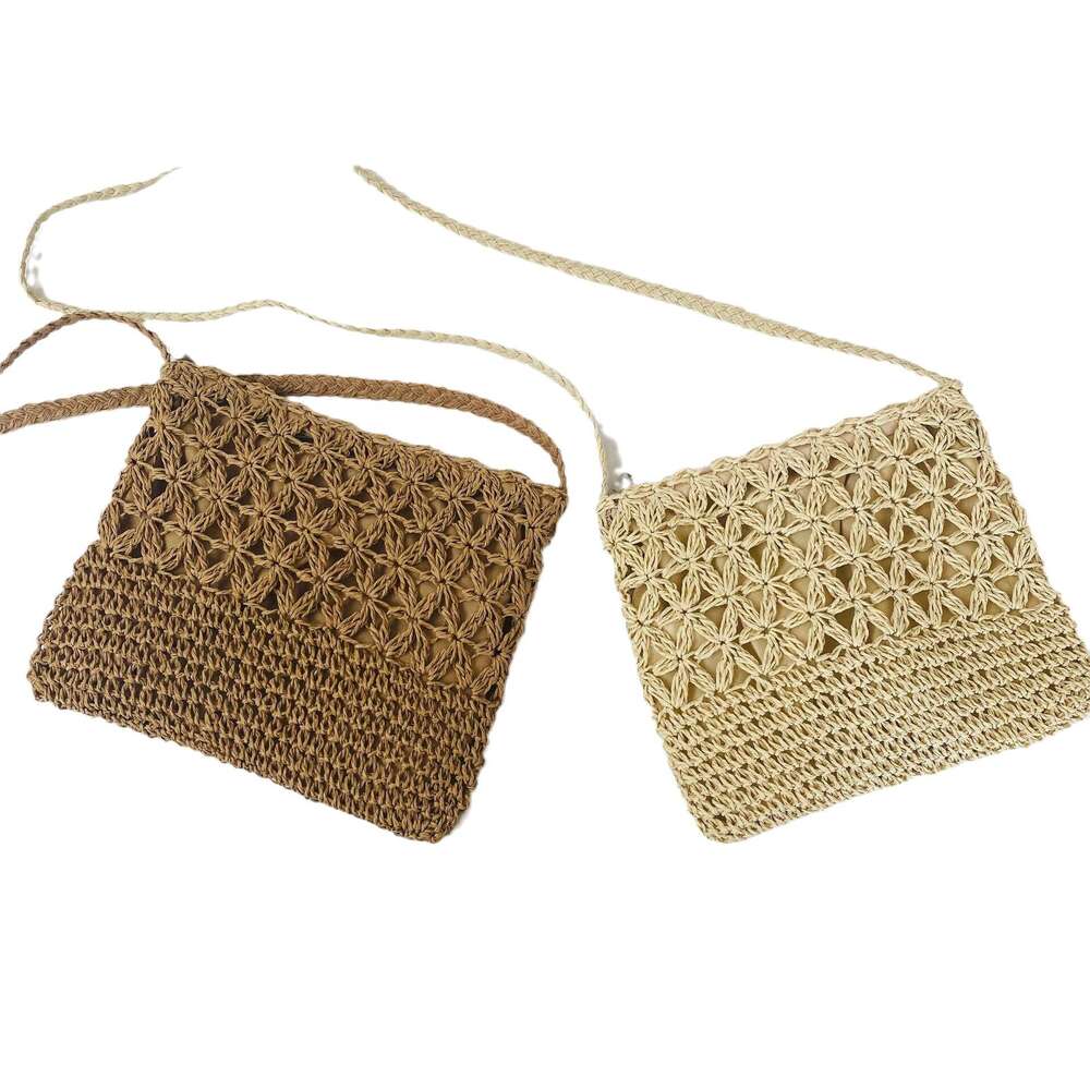 Handmade Beach Bag New Minimalist Artistic Women's Small Square Bag, Seaside Vacation Fashion Forest Style Leisure Single Shoulder Crossbody Hand