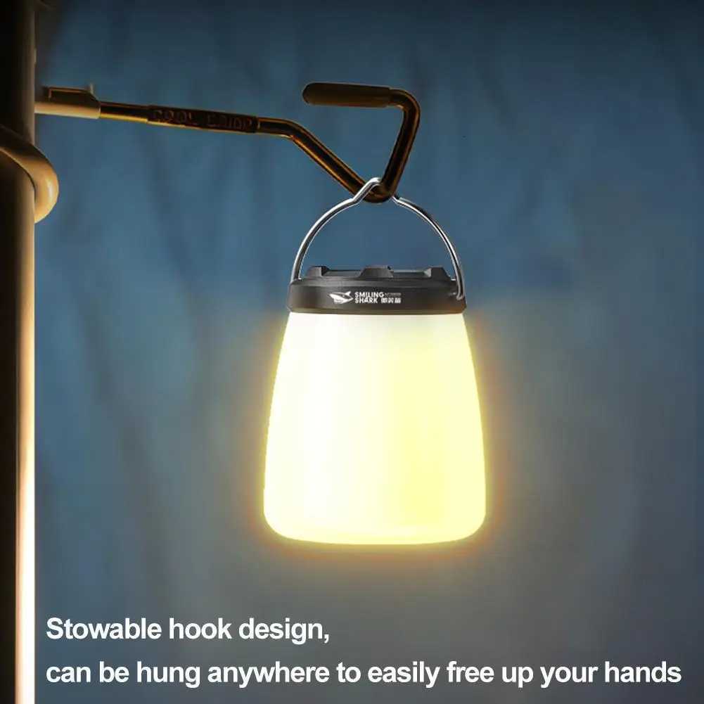 LED Camping Lantern with Power Display ABS Wide-Angle Tent Light with Built-in Hook Portable Outdoor Lighting M251115