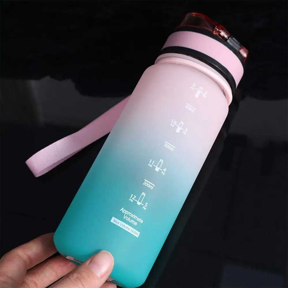 PC 1 Liter Sports Water Bottle Large Capacity Portable Leak Proof Colorful Plastic Cup Gradient Color 500/800/1000mlW251114