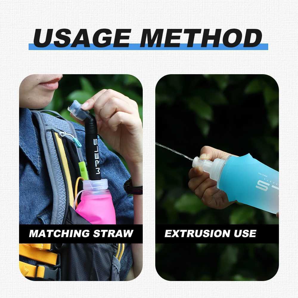 Sport WaterBottle TPU Folding Soft Flask Drink Portable Water Bottle High Flow Running Hiking Bicycle Fitness Water BagW251114
