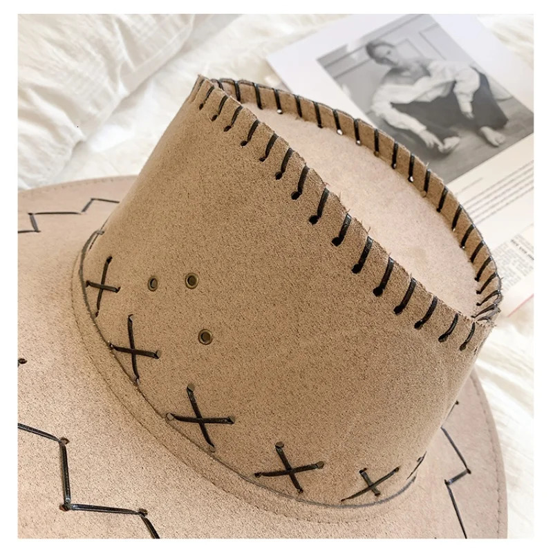 Stylish Sunshade Cowboy Hat Christmas Party Cosplay Cap Vintage Hat for Camping Fishing Mountaineering Vacation Year Gifts 250407